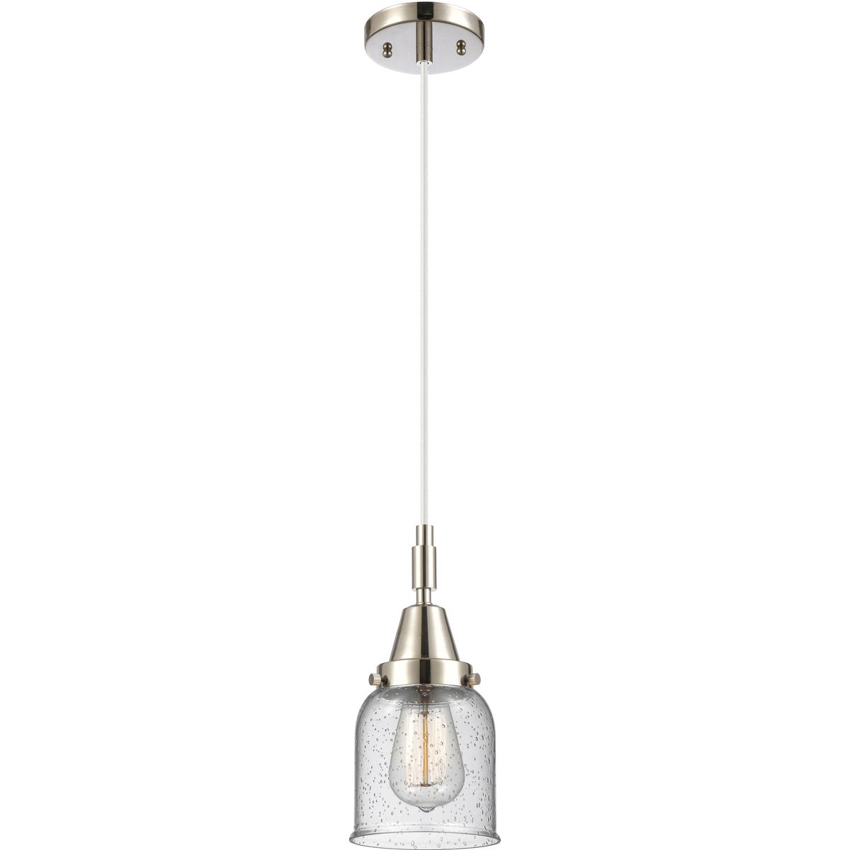 Innovations Lighting 447-1P-PN-G54 Bell 1 Light 5 inch Polished Nickel Mini Pendant Ceiling Light in Seedy Glass