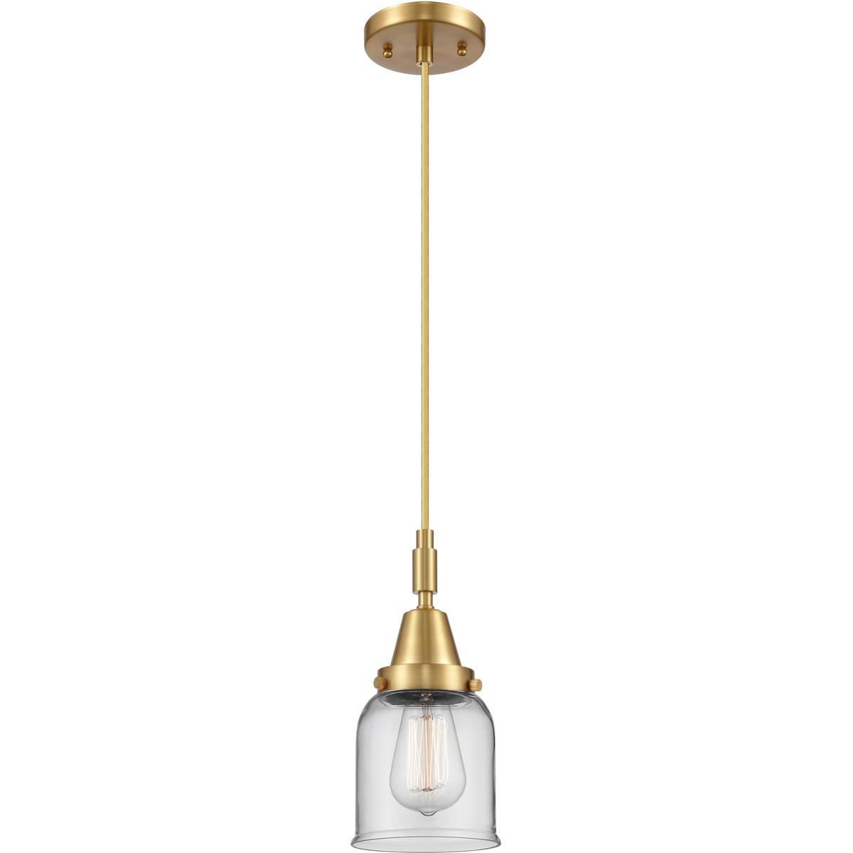 Innovations Lighting 447-1P-SG-G52 Bell 1 Light 5 inch Satin Gold Mini Pendant Ceiling Light in Clear Glass