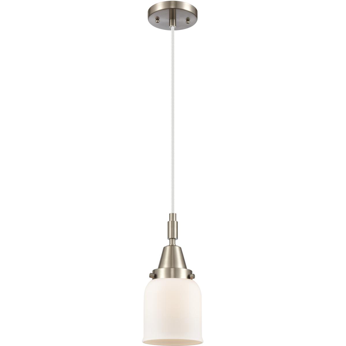 Innovations Lighting 447-1P-SN-G51 Bell 1 Light 5 inch Brushed Satin Nickel Mini Pendant Ceiling Light in Matte White Glass