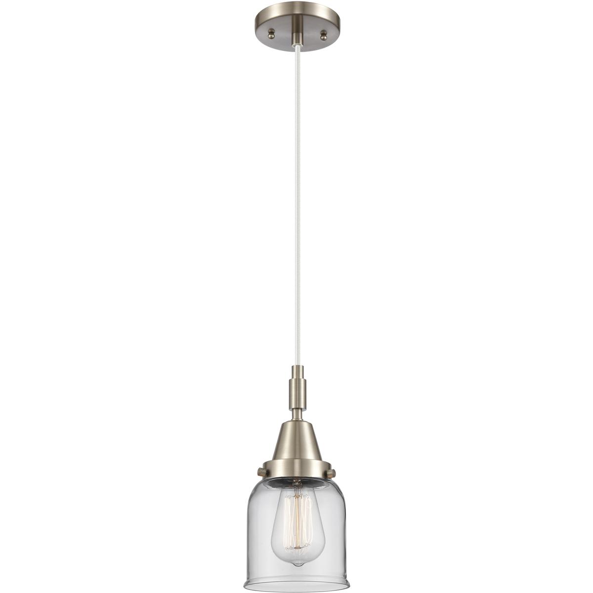 Innovations Lighting 447-1P-SN-G52 Bell 1 Light 5 inch Brushed Satin Nickel Mini Pendant Ceiling Light in Clear Glass