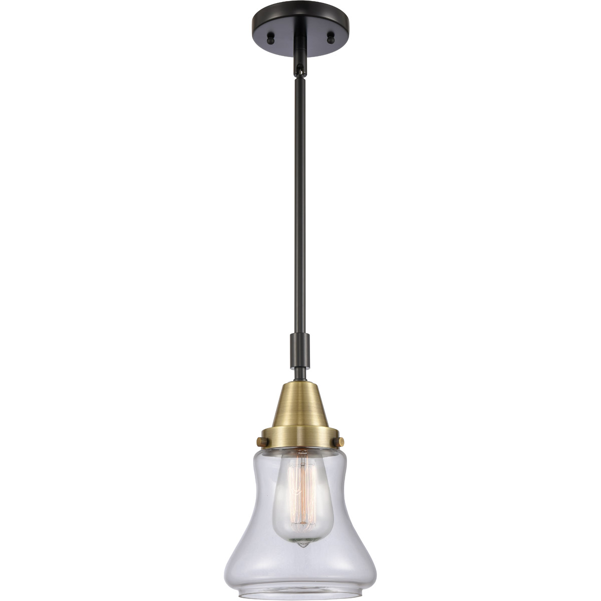 Innovations Lighting 447-1S-BAB-G192 Franklin Restoration Bellmont 1 Light 6.5 inch Black Antique Brass Mini Pendant Ceiling Light in Clear Glass