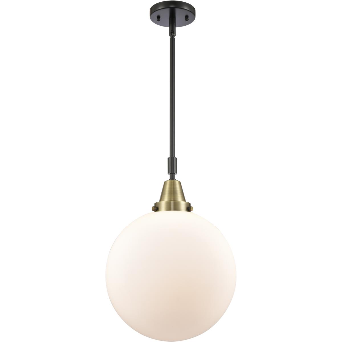 Innovations Lighting 447-1S-BAB-G201-12-LED Franklin Restoration Beacon LED 12 inch Black Antique Brass Mini Pendant Ceiling Light in Matte White Glas