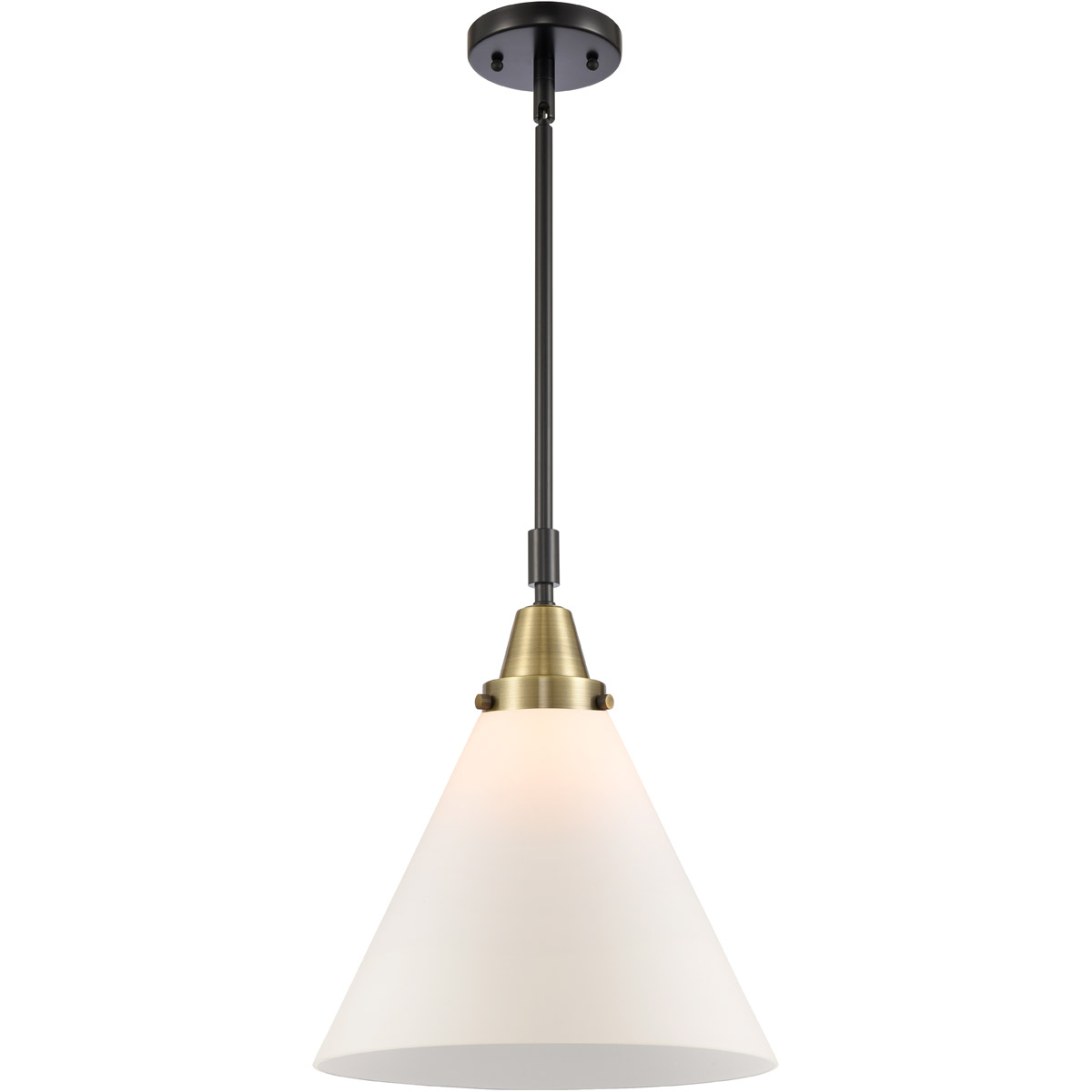 Innovations Lighting 447-1S-BAB-G41-L Franklin Restoration X-Large Cone 1 Light 12 inch Black Antique Brass Mini Pendant Ceiling Light in Matte White