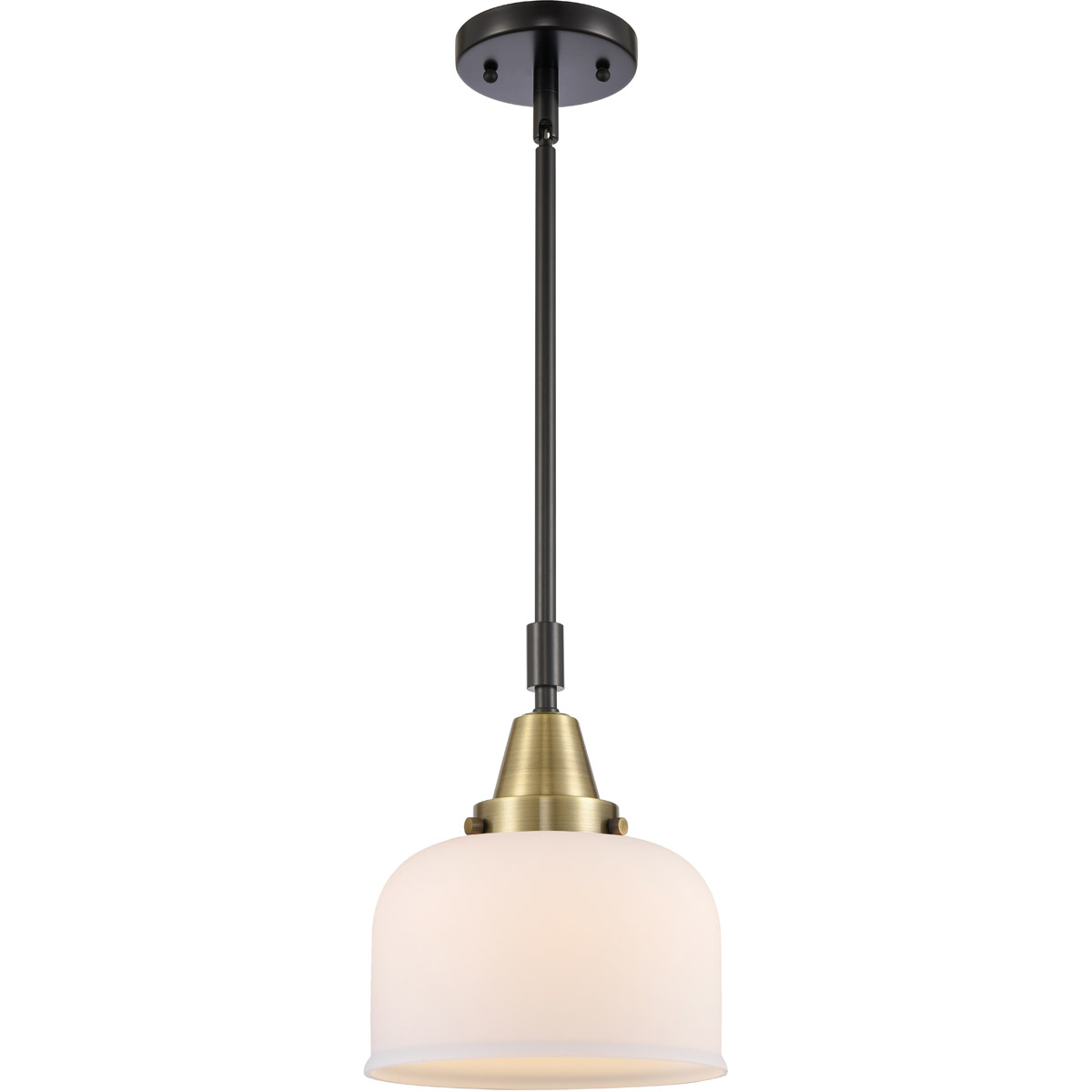 Innovations Lighting 447-1S-BAB-G71-L-LED Franklin Restoration X-Large Bell LED 12 inch Black Antique Brass Mini Pendant Ceiling Light in Matte White