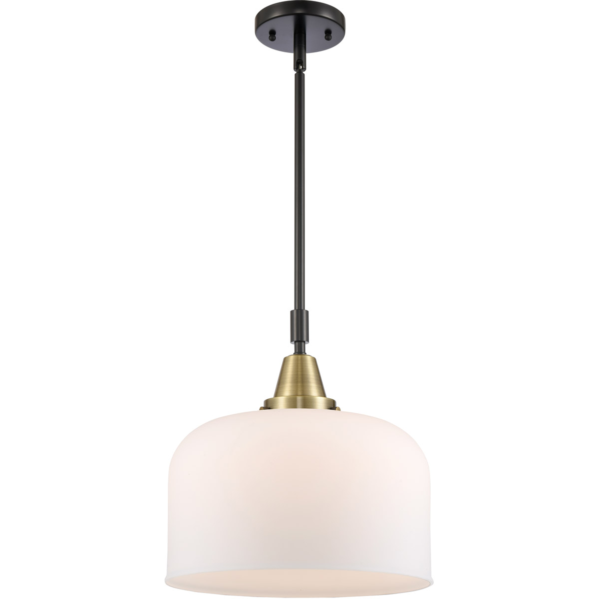 Innovations Lighting 447-1S-BAB-G71-L Franklin Restoration X-Large Bell 1 Light 12 inch Black Antique Brass Mini Pendant Ceiling Light in Matte White