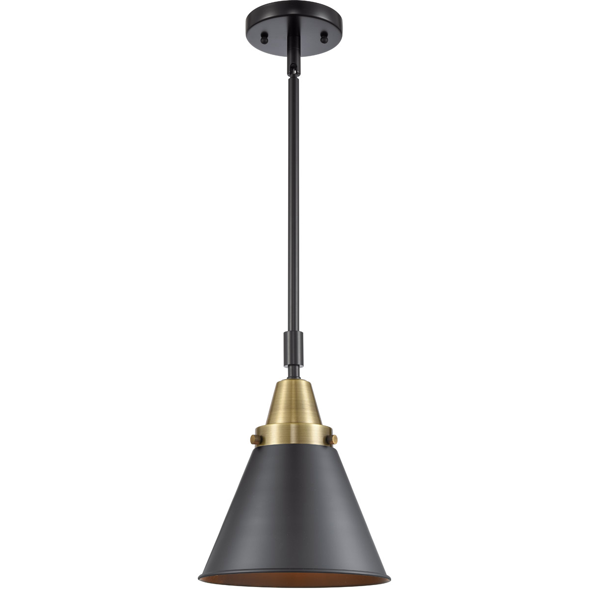 Innovations Lighting 447-1S-BAB-M13-BK Franklin Restoration Appalachian 1 Light 8 inch Black Antique Brass Mini Pendant Ceiling Light in Matte Black