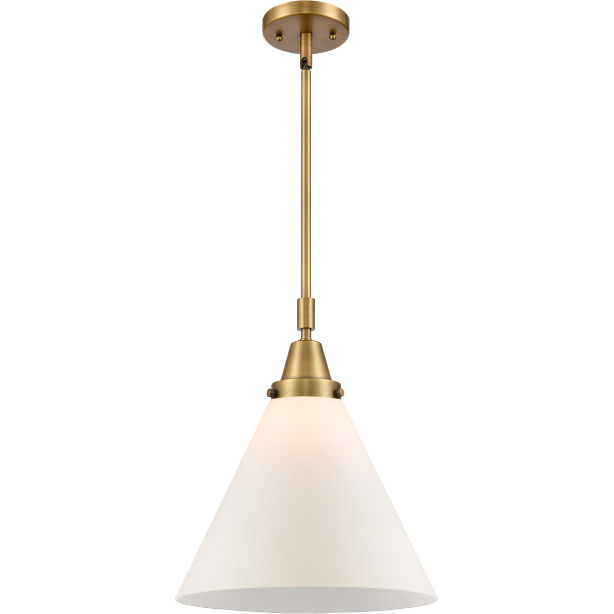 Innovations Lighting 447-1S-BB-G41-L Franklin Restoration X-Large Cone 1 Light 12 inch Brushed Brass Mini Pendant Ceiling Light in Matte White Glass
