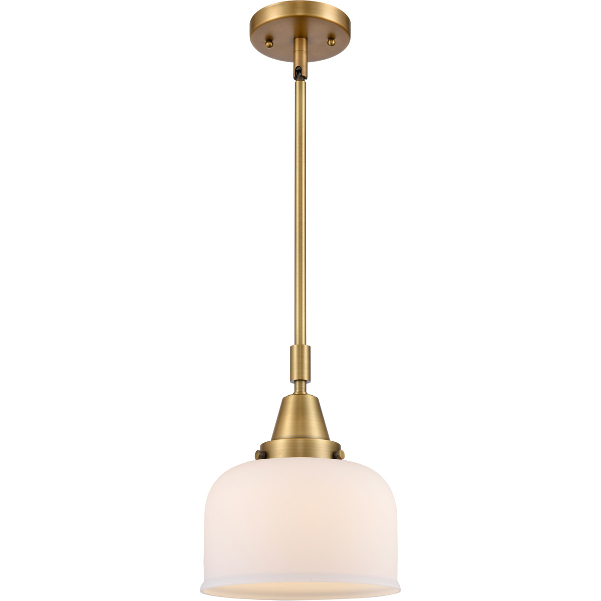 Innovations Lighting 447-1S-BB-G71-L-LED Franklin Restoration X-Large Bell LED 12 inch Brushed Brass Mini Pendant Ceiling Light in Matte White Glass