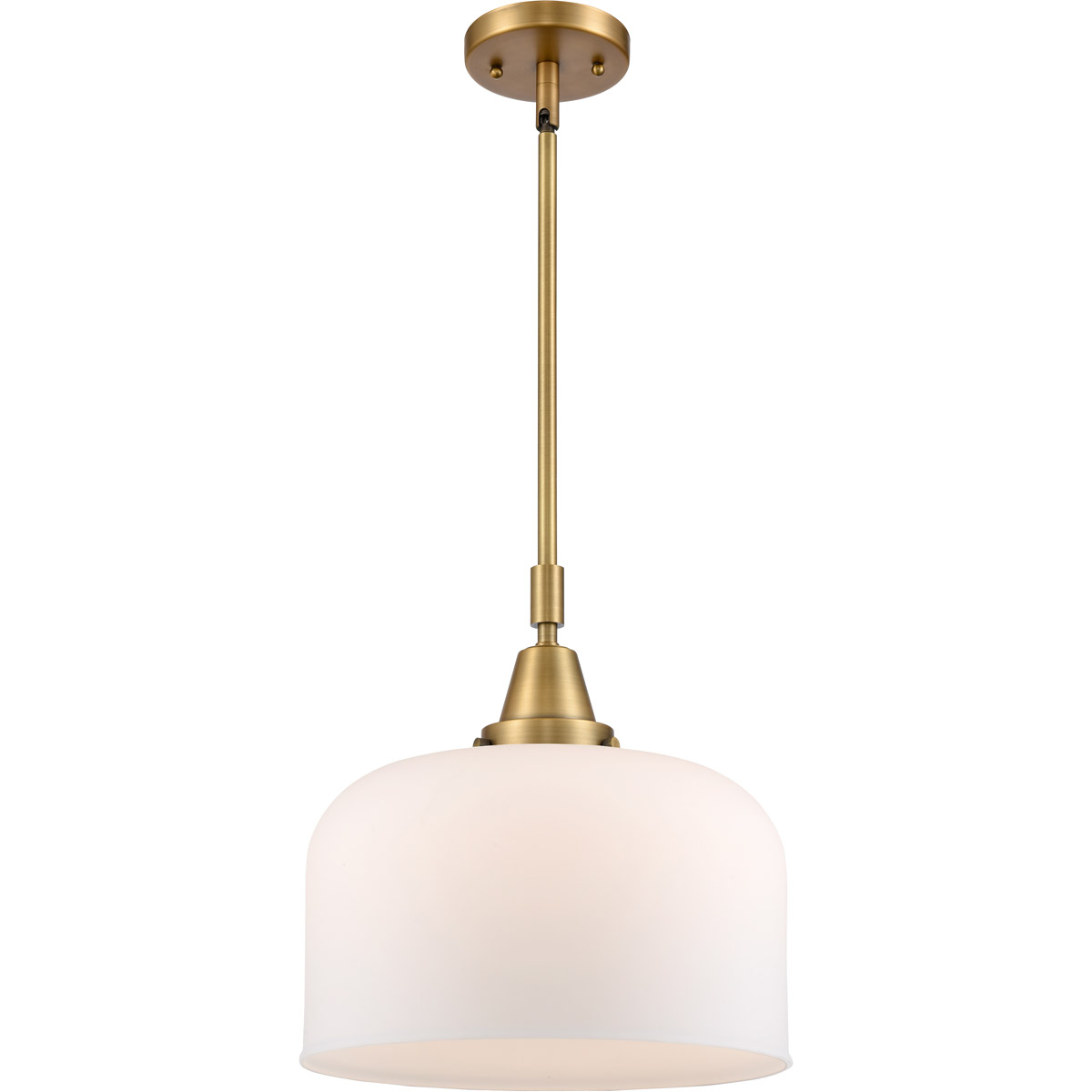 Innovations Lighting 447-1S-BB-G71-L Franklin Restoration X-Large Bell 1 Light 12 inch Brushed Brass Mini Pendant Ceiling Light in Matte White Glass