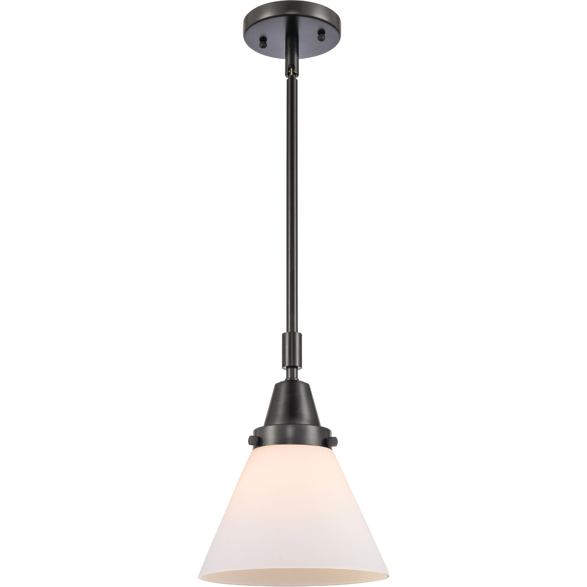 Innovations Lighting 447-1S-BK-G41 Franklin Restoration Large Cone 1 Light 8 inch Matte Black Mini Pendant Ceiling Light in Matte White Glass