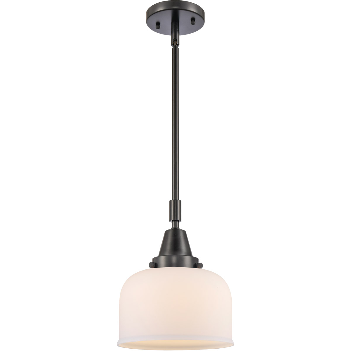 Innovations Lighting 447-1S-BK-G71-L-LED Franklin Restoration X-Large Bell LED 12 inch Matte Black Mini Pendant Ceiling Light in Matte White Glass