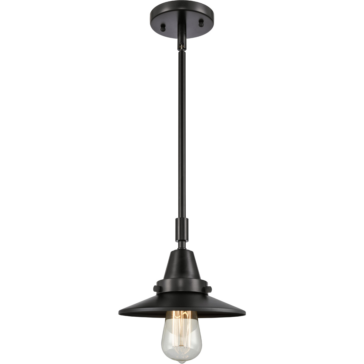 Innovations Lighting 447-1S-BK-M6 Franklin Restoration Railroad 1 Light 8 inch Matte Black Mini Pendant Ceiling Light