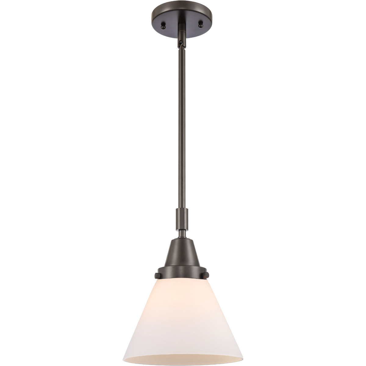 Innovations Lighting 447-1S-OB-G41-L-LED Franklin Restoration X-Large Cone LED 12 inch Oil Rubbed Bronze Mini Pendant Ceiling Light in Matte White Gla