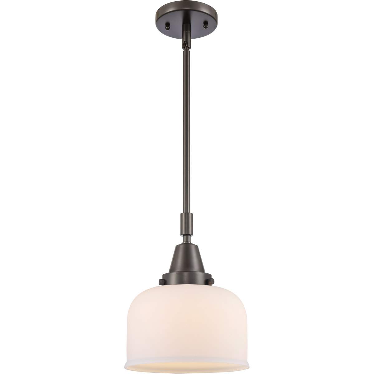 Innovations Lighting 447-1S-OB-G71-L-LED Franklin Restoration X-Large Bell LED 12 inch Oil Rubbed Bronze Mini Pendant Ceiling Light in Matte White Gla