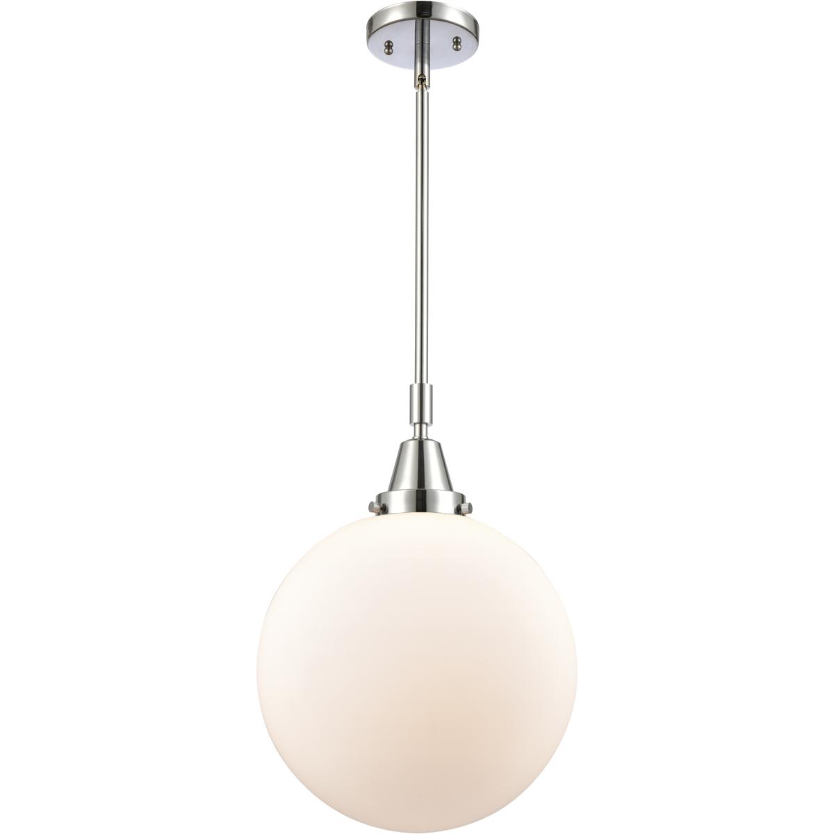 Innovations Lighting 447-1S-PC-G201-12-LED Franklin Restoration Beacon LED 12 inch Polished Chrome Mini Pendant Ceiling Light in Matte White Glass