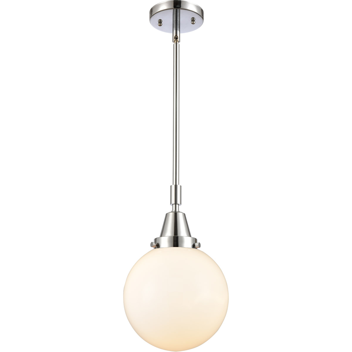 Innovations Lighting 447-1S-PC-G201-8 Beacon 1 Light 8 inch Polished Chrome Mini Pendant Ceiling Light in Matte White Glass