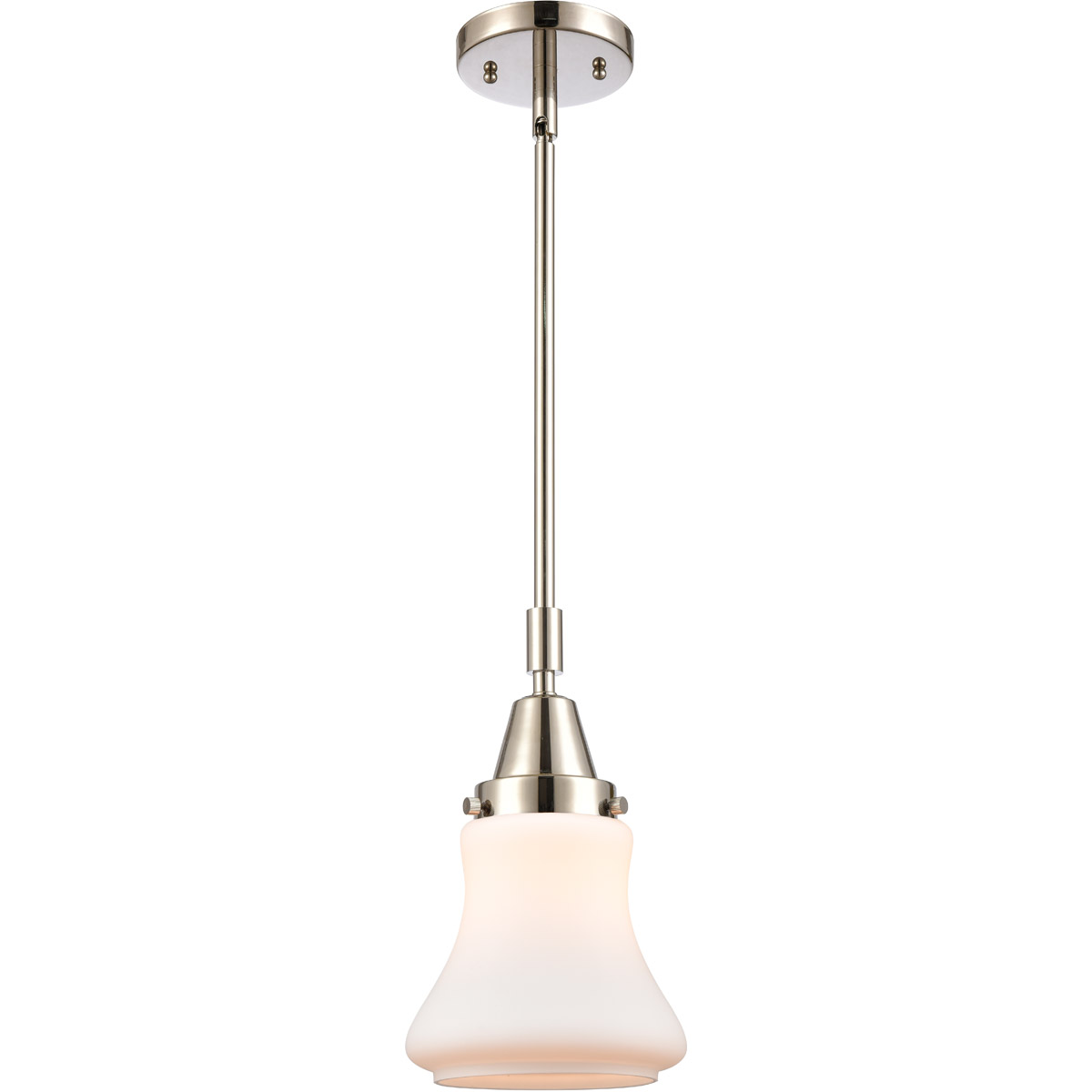 Innovations Lighting 447-1S-PN-G191-LED Franklin Restoration Bellmont LED 7 inch Polished Nickel Mini Pendant Ceiling Light in Matte White Glass