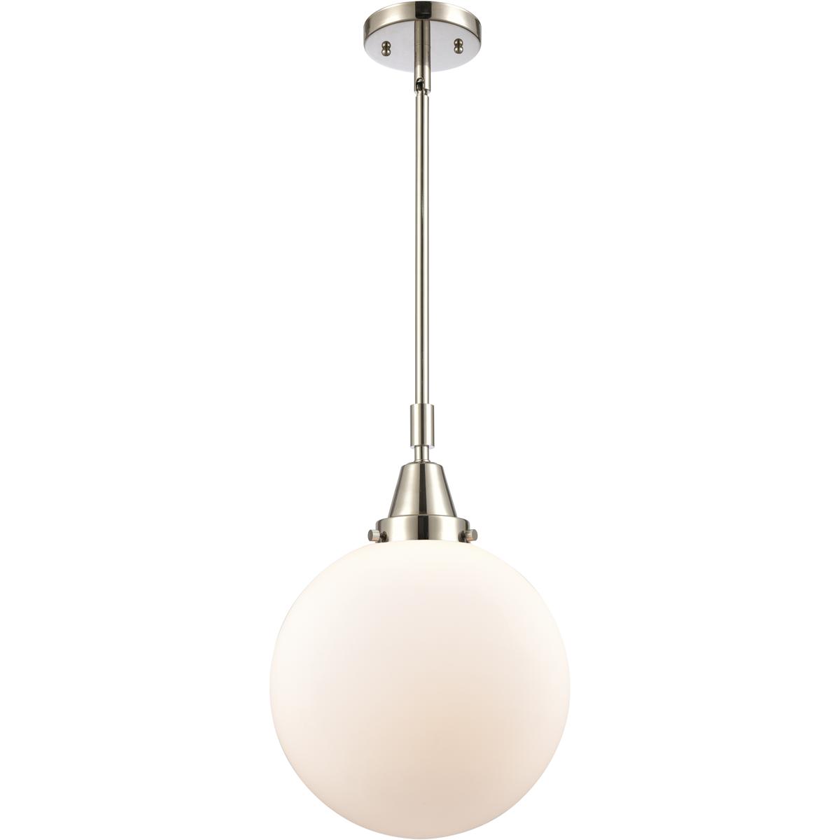 Innovations Lighting 447-1S-PN-G201-10-LED Franklin Restoration Beacon LED 10 inch Polished Nickel Mini Pendant Ceiling Light in Matte White Glass