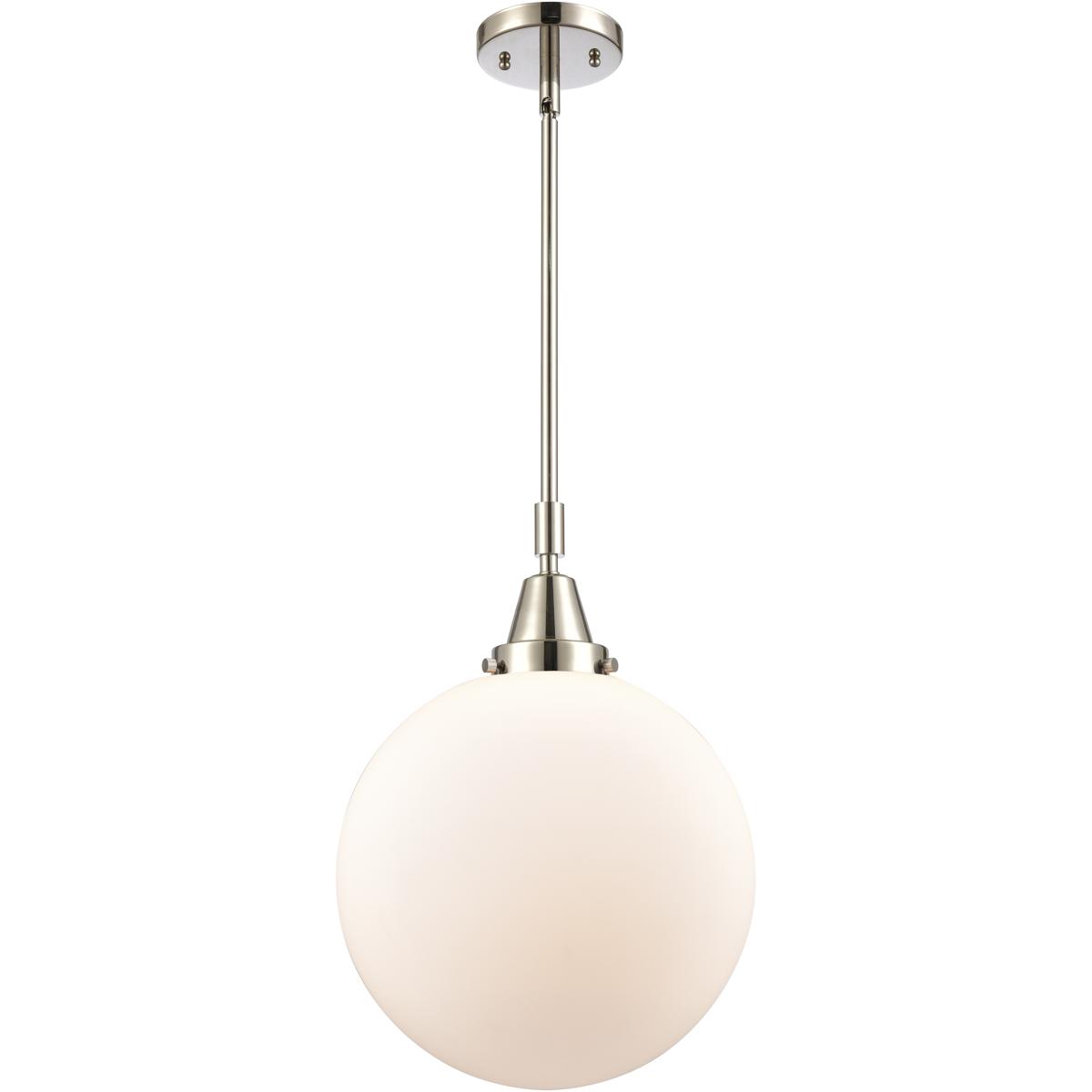 Innovations Lighting 447-1S-PN-G201-12-LED Franklin Restoration Beacon LED 12 inch Polished Nickel Mini Pendant Ceiling Light in Matte White Glass
