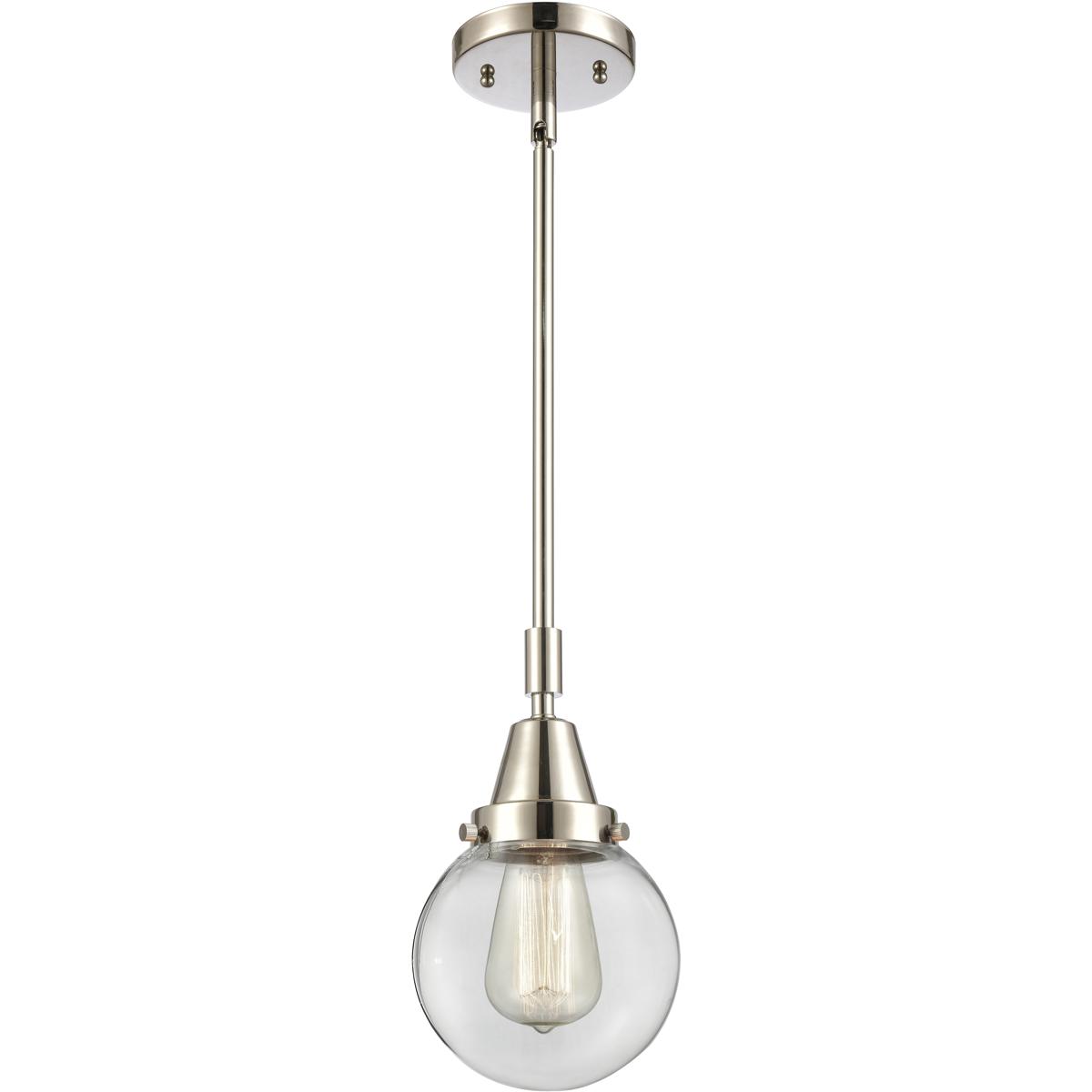 Innovations Lighting 447-1S-PN-G202-6-LED Franklin Restoration Beacon LED 6 inch Polished Nickel Mini Pendant Ceiling Light in Clear Glass