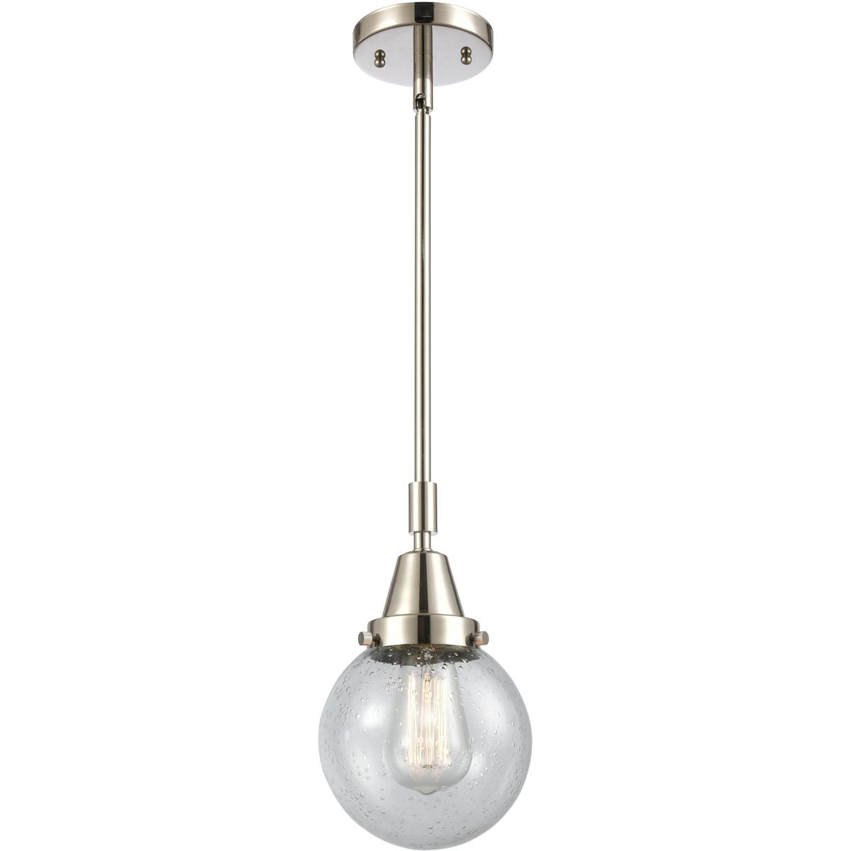 Innovations Lighting 447-1S-PN-G204-6-LED Franklin Restoration Beacon LED 6 inch Polished Nickel Mini Pendant Ceiling Light in Seedy Glass