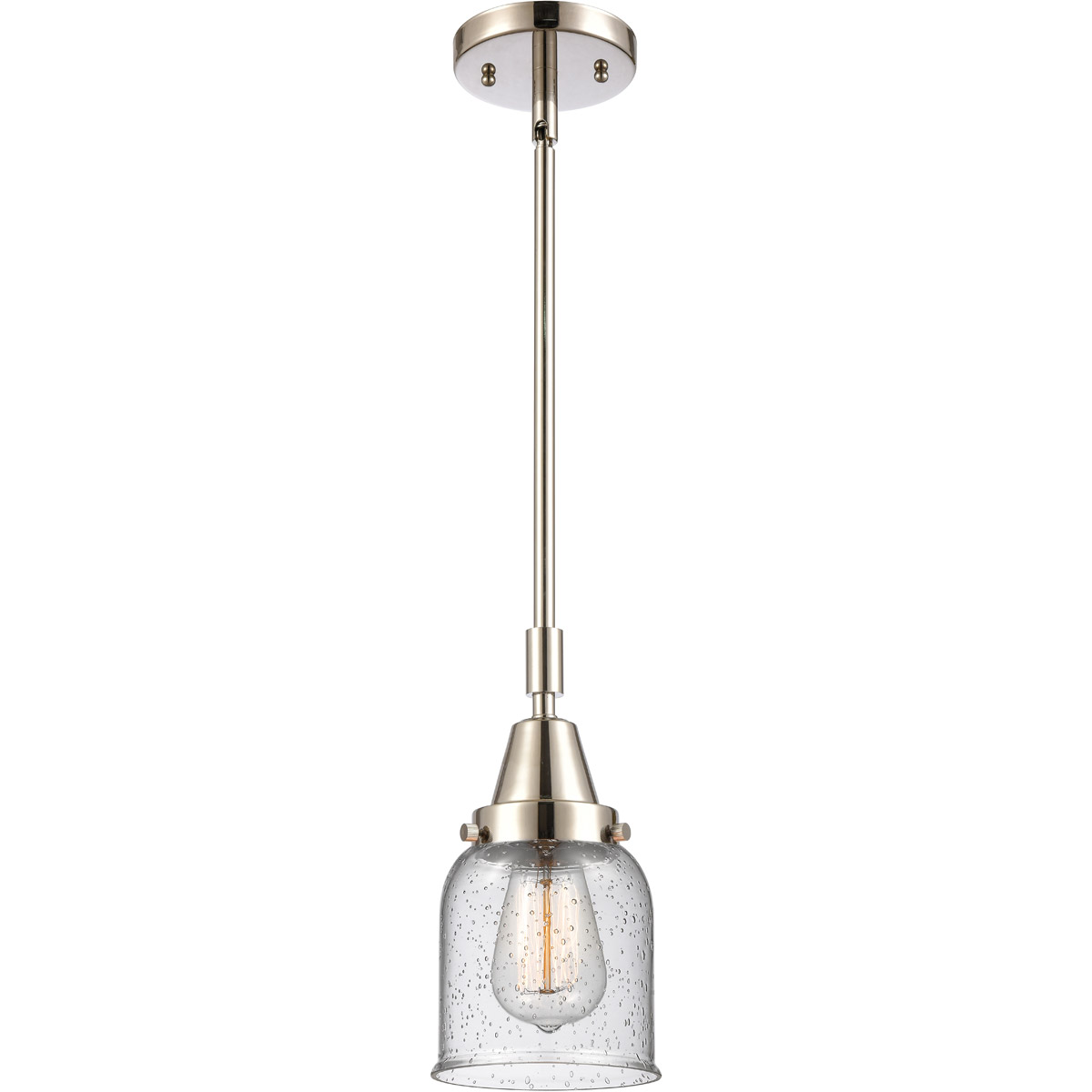 Innovations Lighting 447-1S-PN-G54 Franklin Restoration Small Bell 1 Light 5 inch Polished Nickel Mini Pendant Ceiling Light in Seedy Glass
