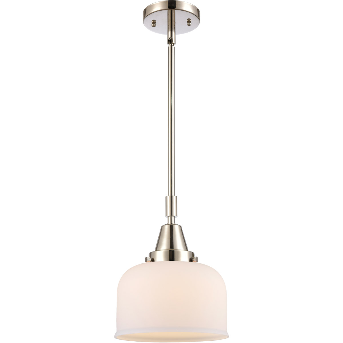 Innovations Lighting 447-1S-PN-G71-L-LED Franklin Restoration X-Large Bell LED 12 inch Polished Nickel Mini Pendant Ceiling Light in Matte White Glass