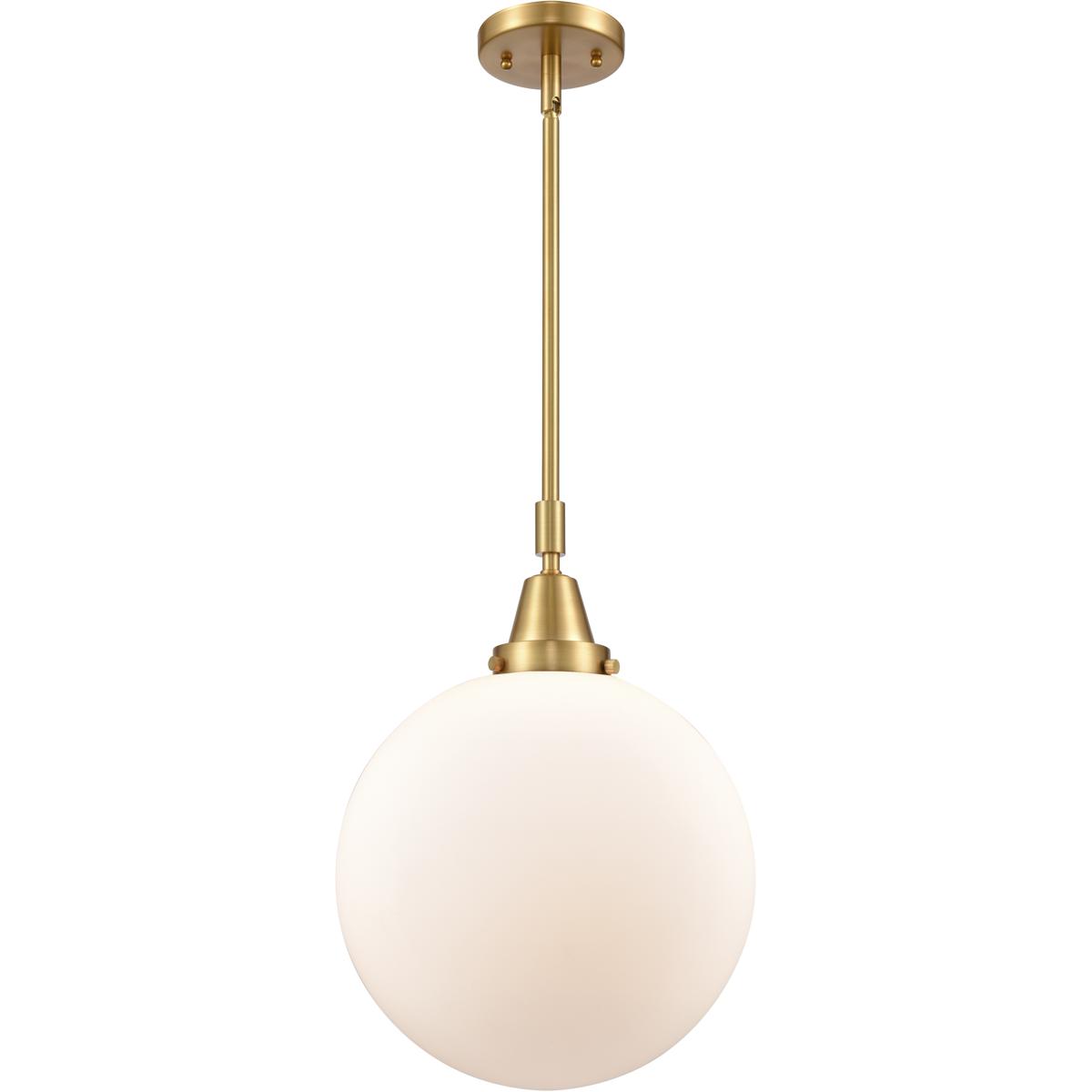 Innovations Lighting 447-1S-SG-G201-12-LED Franklin Restoration Beacon LED 12 inch Satin Gold Mini Pendant Ceiling Light in Matte White Glass