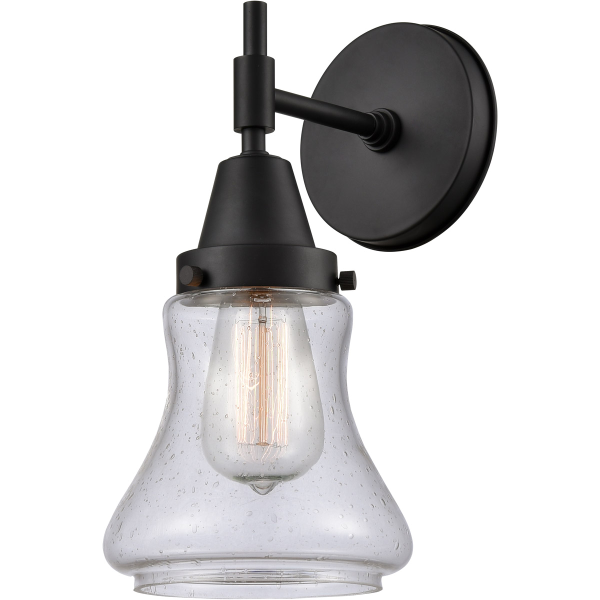 Innovations Lighting 447-1W-BK-G194 Caden 1 Light 6 inch Matte Black Sconce Wall Light in Seedy Glass