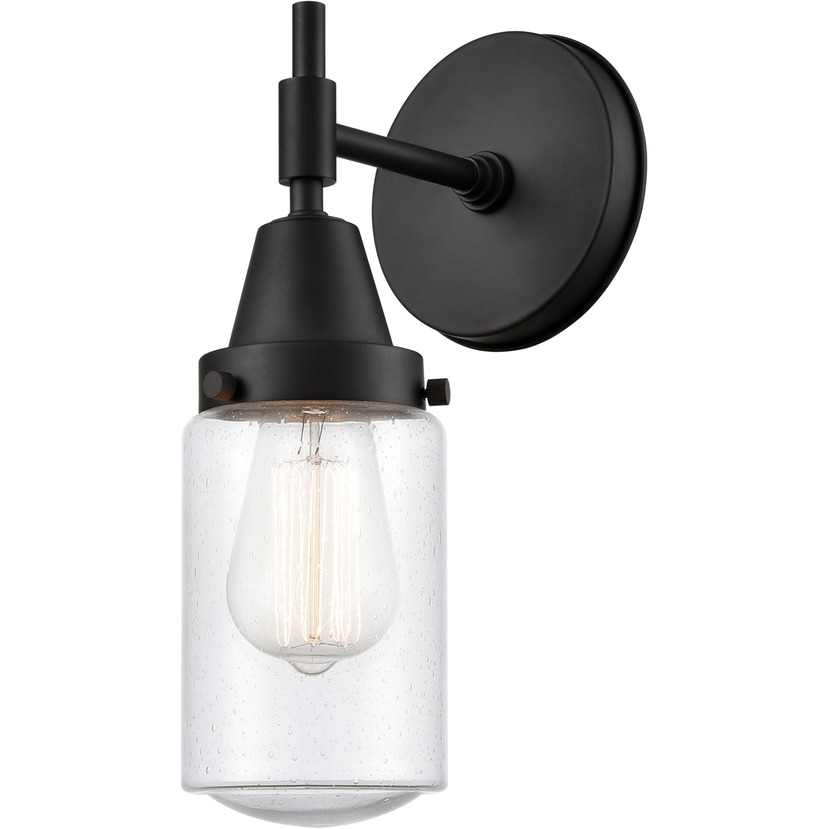 Innovations Lighting 447-1W-BK-G314 Caden 1 Light 5 inch Matte Black Sconce Wall Light in Seedy Glass