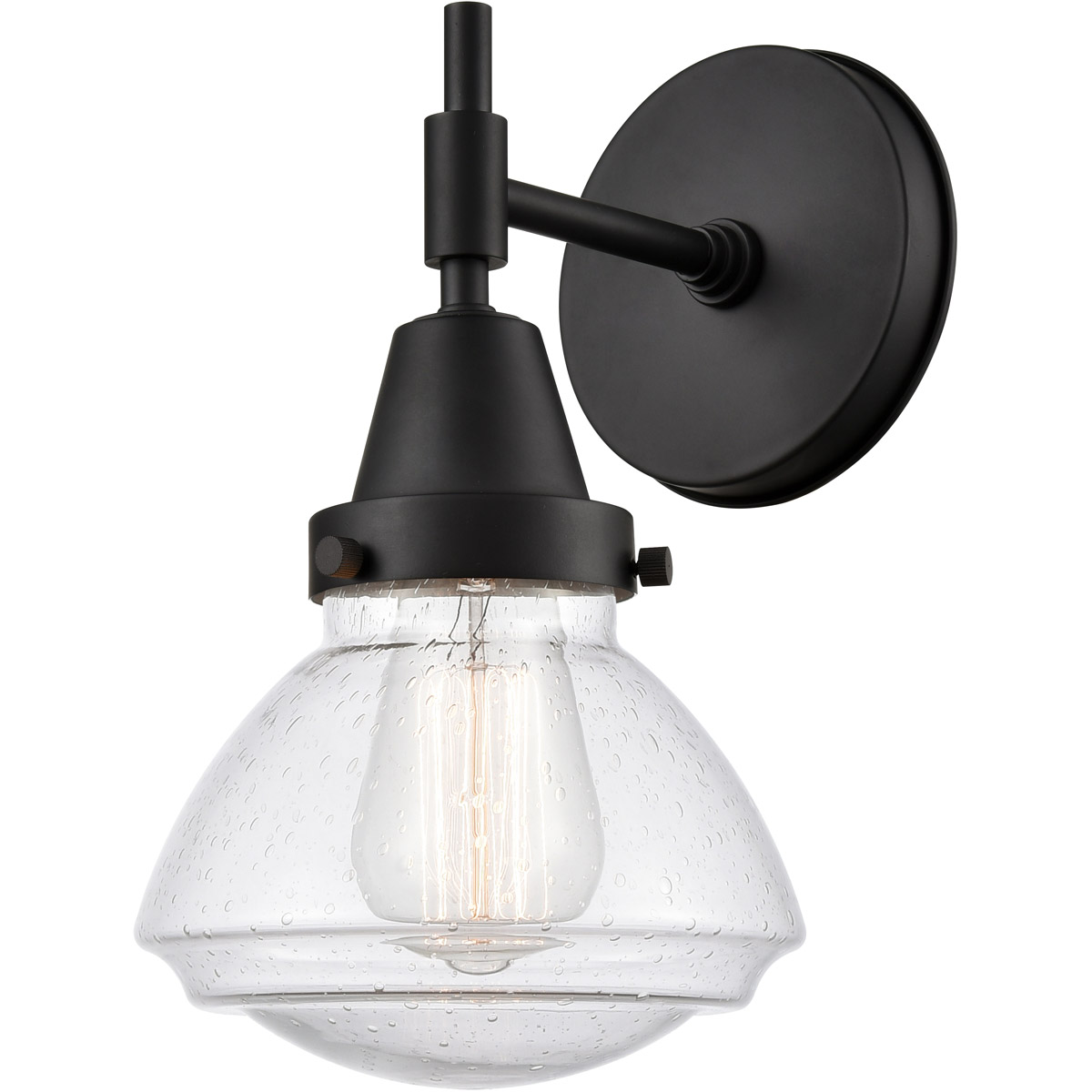 Innovations Lighting 447-1W-BK-G324 Caden 1 Light 7 inch Matte Black Sconce Wall Light in Seedy Glass
