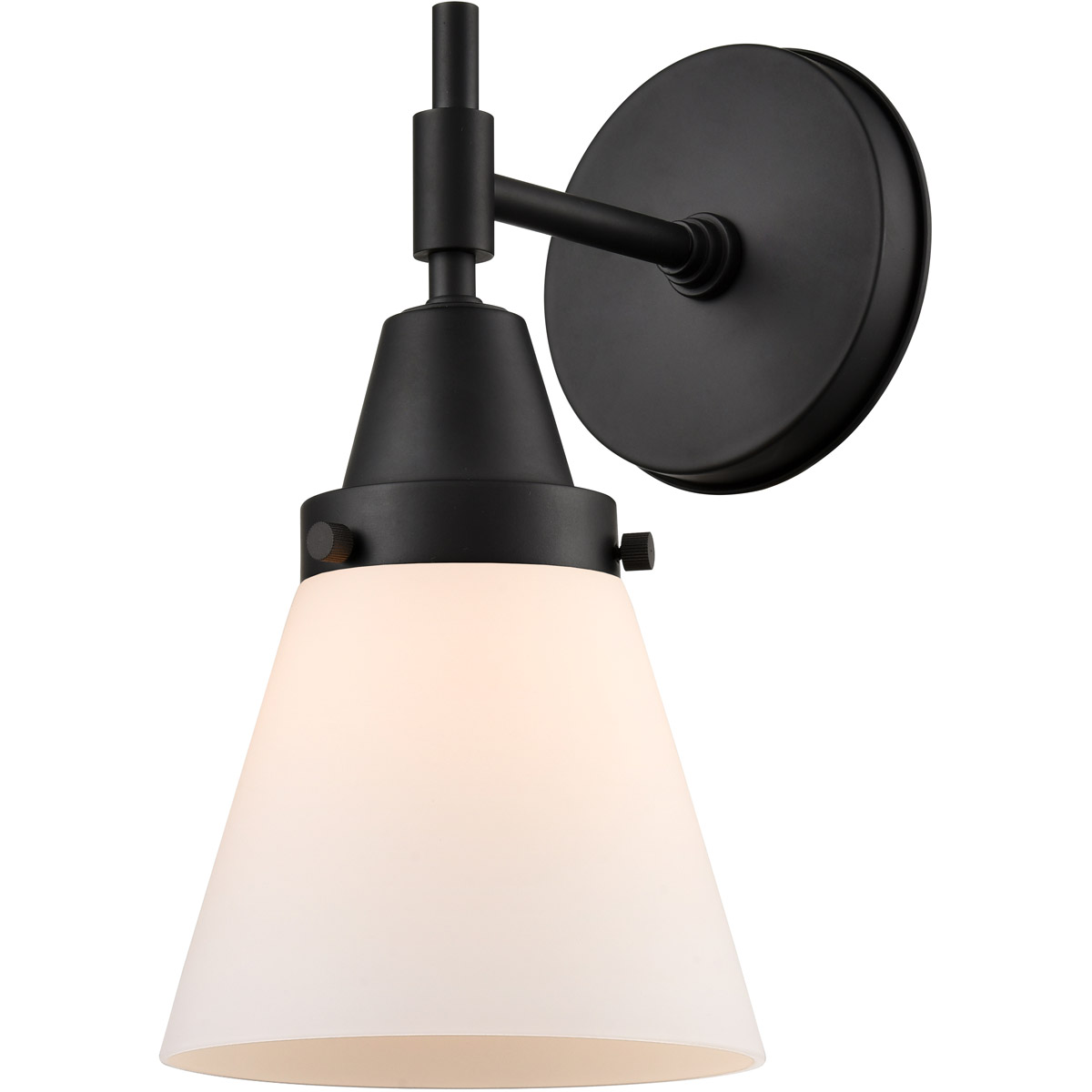 Innovations Lighting 447-1W-BK-G61-LED Caden LED 6.25 inch Matte Black Sconce Wall Light in Matte White Glass