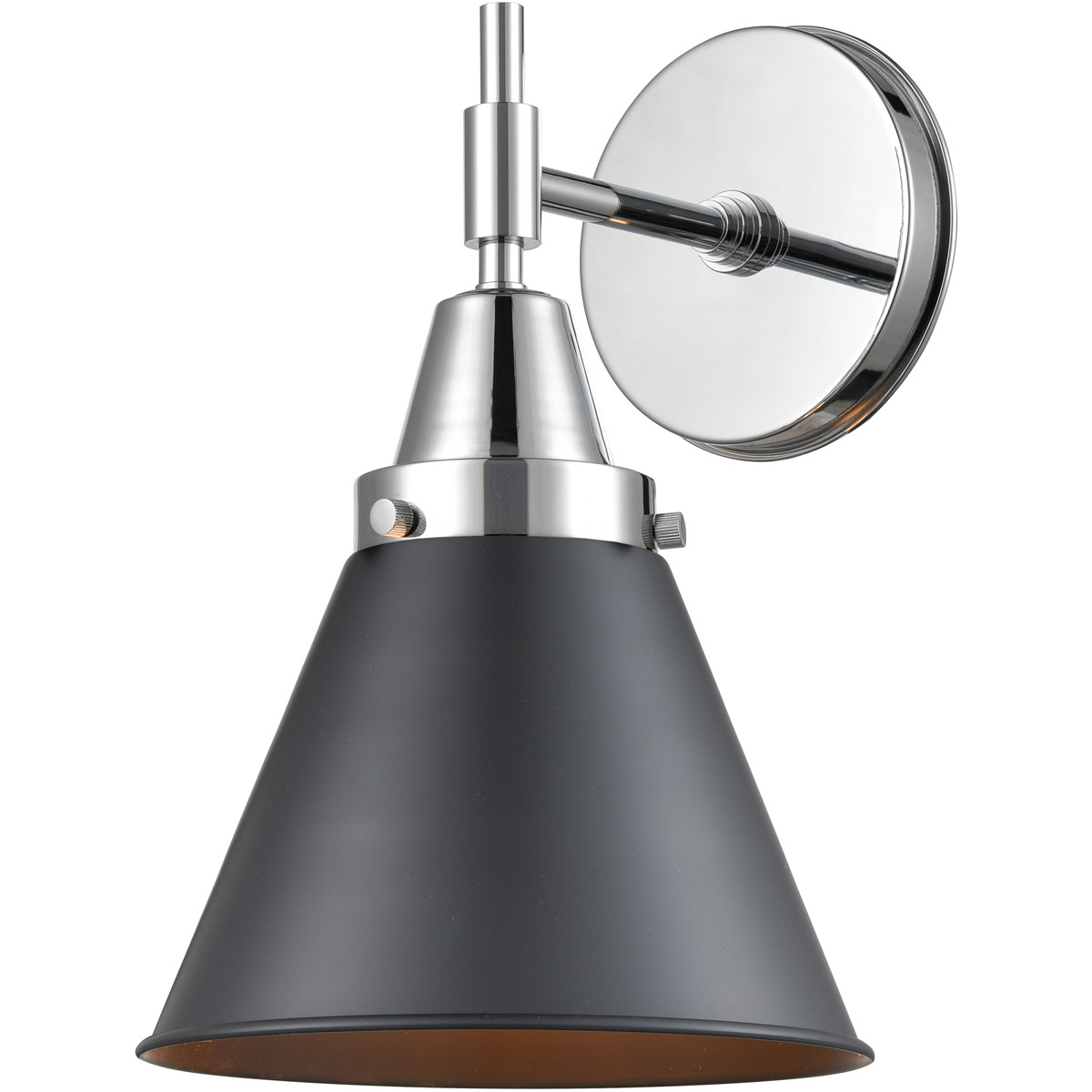 Innovations Lighting 447-1W-PC-M13-BK-LED Caden LED 8 inch Polished Chrome Sconce Wall Light in Matte Black