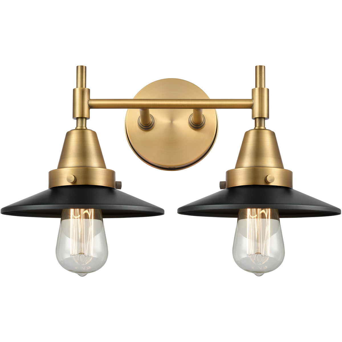Innovations Lighting 447-2W-BB-M6-BK Caden 2 Light 17 inch Brushed Brass Bath Vanity Light Wall Light