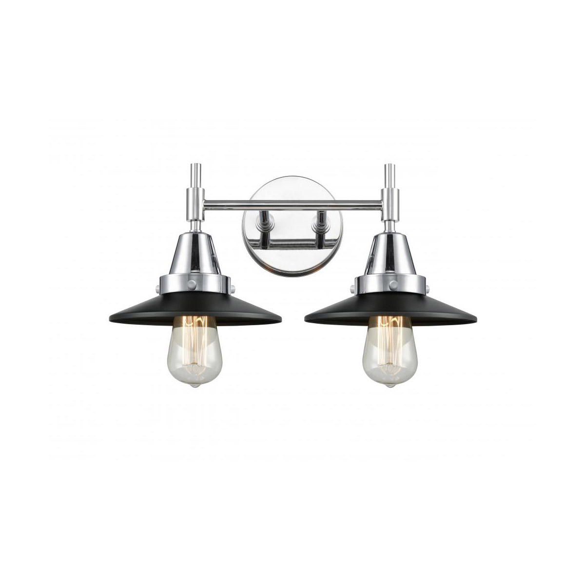 Innovations Lighting 447-2W-PC-M6-BK Caden 2 Light 17 inch Polished Chrome Bath Vanity Light Wall Light in Matte Black