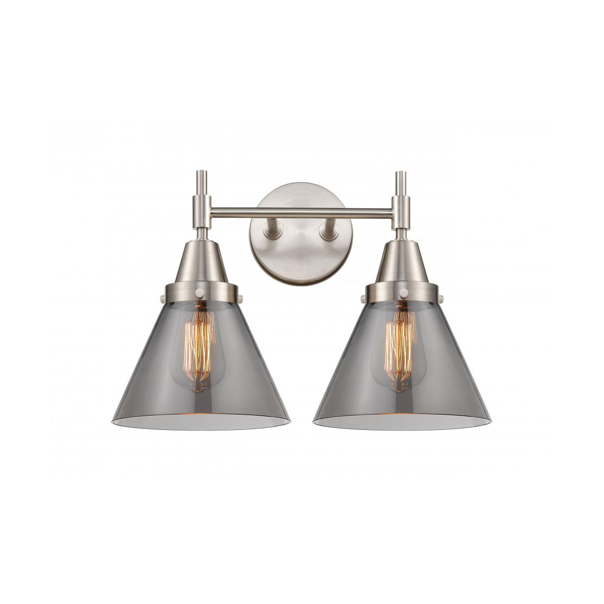 Innovations Lighting 447-2W-SN-G43 Caden 2 Light 17 inch Satin Nickel Bath Vanity Light Wall Light in Plated Smoke Glass