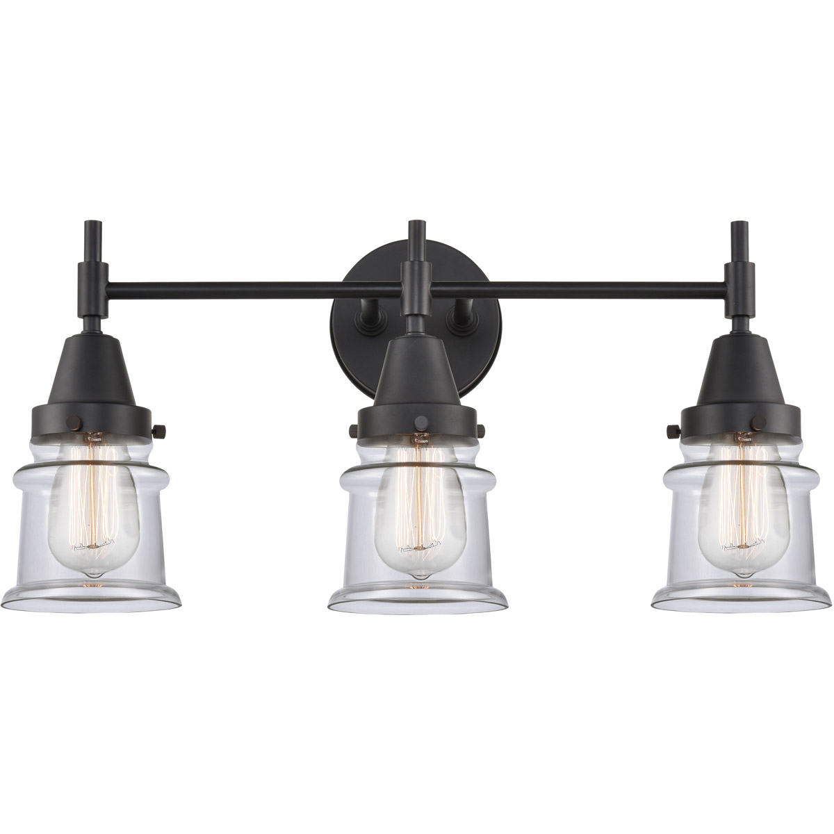 Innovations Lighting 447-3W-BK-G182S Caden 3 Light 23 inch Matte Black Bath Vanity Light Wall Light in Clear Glass