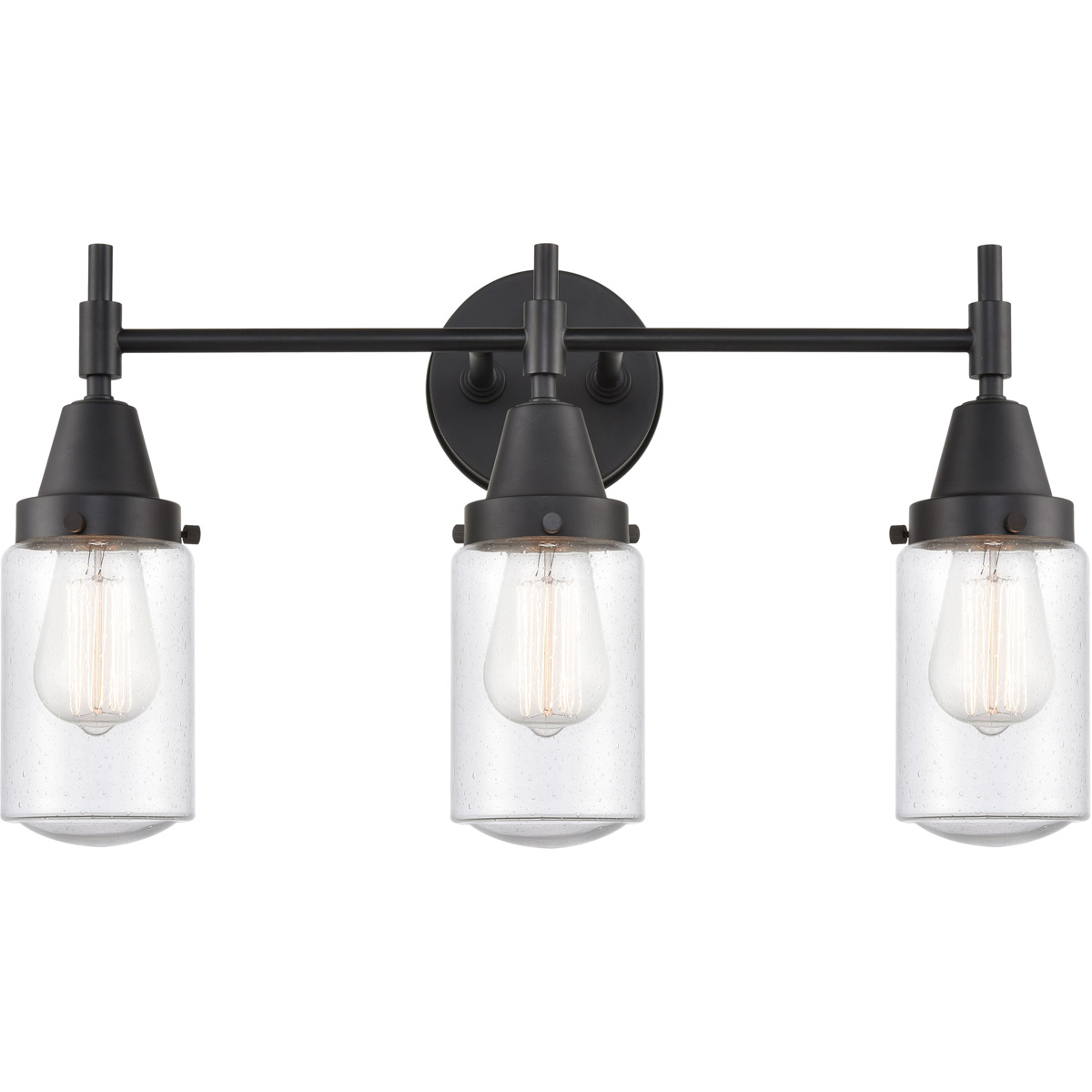 Innovations Lighting 447-3W-BK-G314 Caden 3 Light 23 inch Matte Black Bath Vanity Light Wall Light in Seedy Glass
