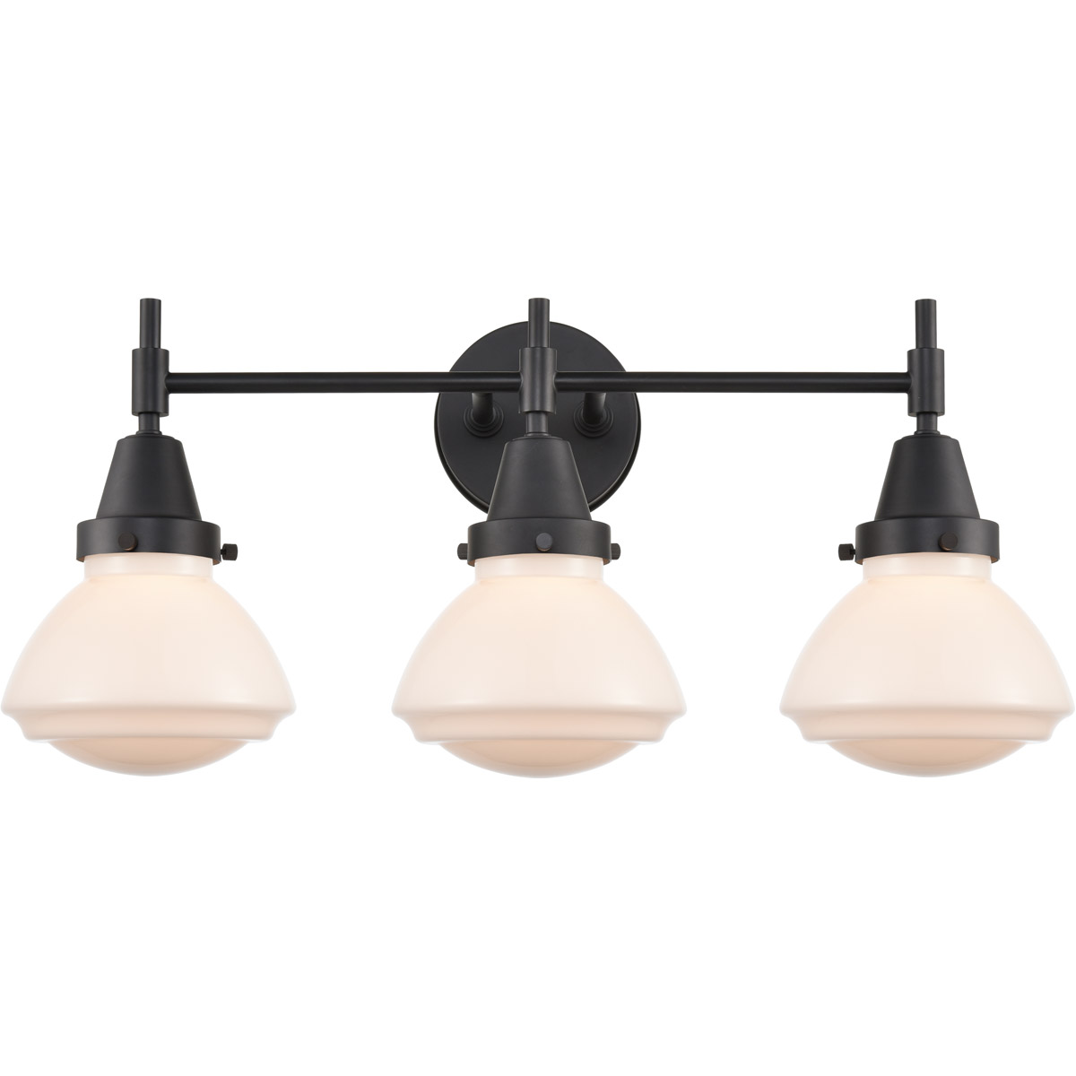 Innovations Lighting 447-3W-BK-G321 Caden 3 Light 25 inch Matte Black Bath Vanity Light Wall Light in Matte White Glass