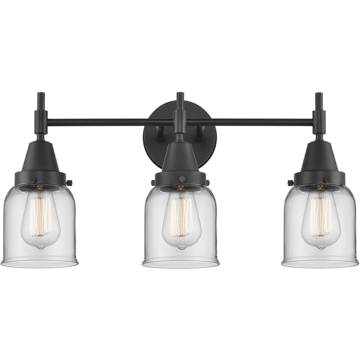 Innovations Lighting 447-3W-BK-G52-LED Caden LED 23 inch Matte Black Bath Vanity Light Wall Light in Clear Glass