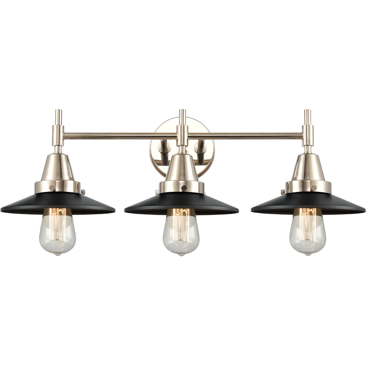 Innovations Lighting 447-3W-PN-M6-BK Caden 3 Light 26 inch Polished Nickel Bath Vanity Light Wall Light