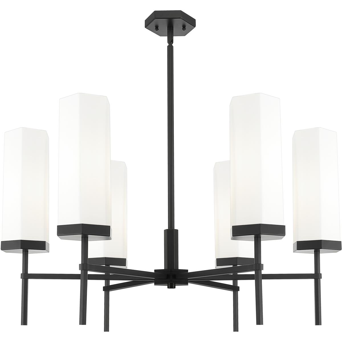 Innovations Lighting 463-6CR-BK-G463-12WH Blakeley 6 Light 32 inch Matte Black Chandelier Ceiling Light