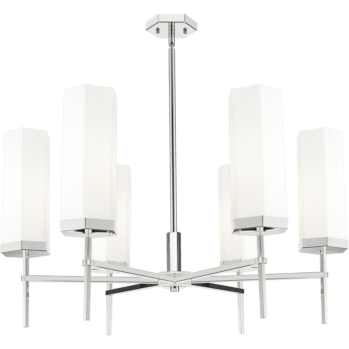 Innovations Lighting 463-6CR-PN-G463-12WH Blakeley 6 Light 32 inch Polished Nickel Chandelier Ceiling Light