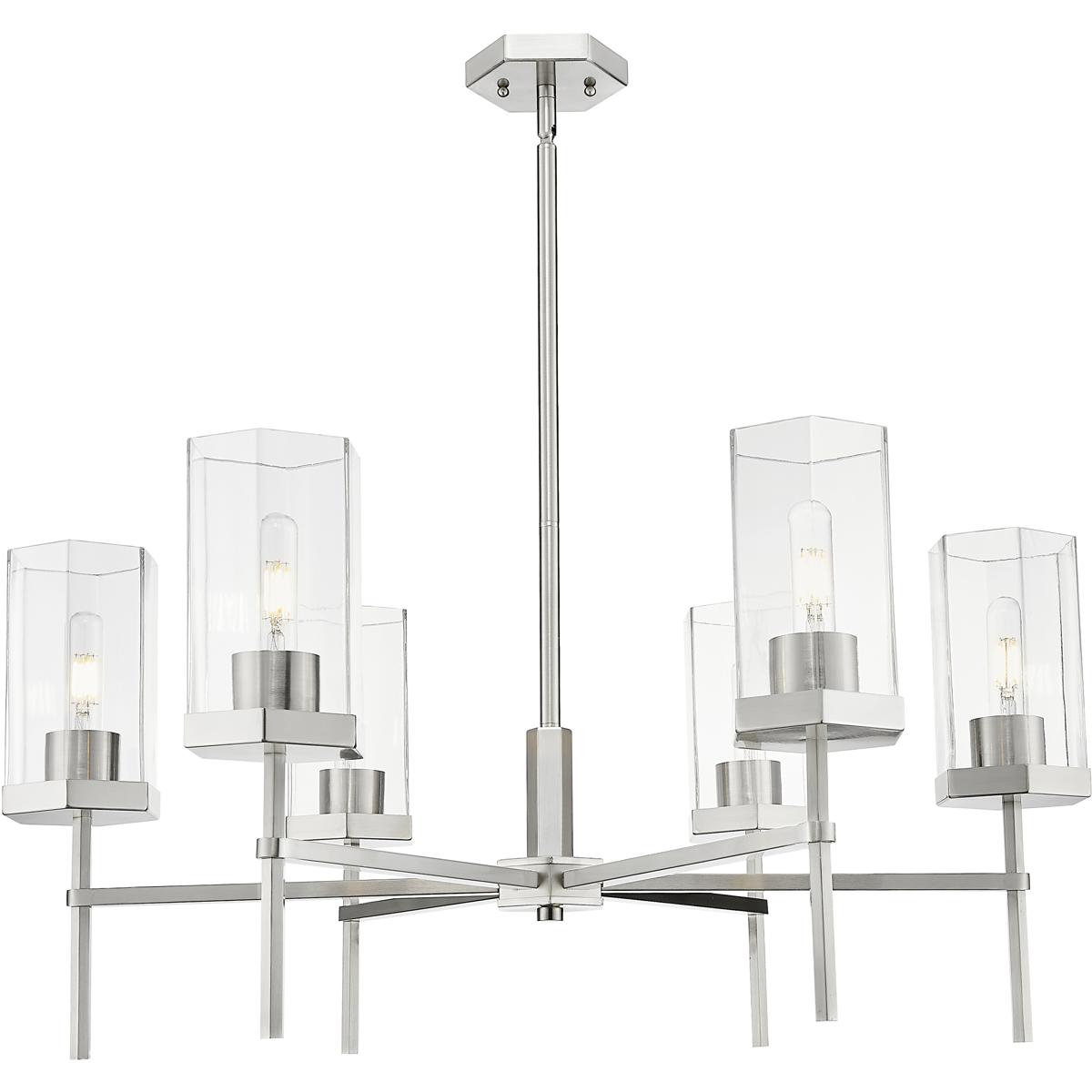 Innovations Lighting 463-6CR-SN-G463-8CL Downtown Urban Blakeley 6 Light 32 inch Satin Nickel Statement Chandelier Ceiling Light in Clear Glass