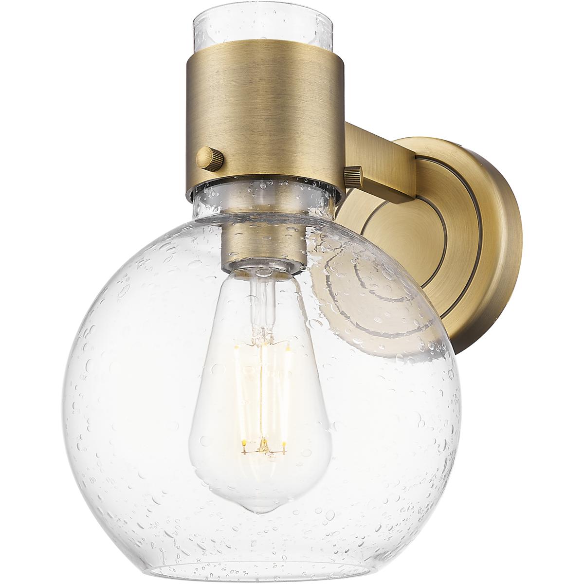Innovations Lighting 464-1W-BB-G464B-7SDY Lawton Sphere Sconce Wall Light in Brushed Brass, Seedy Glass