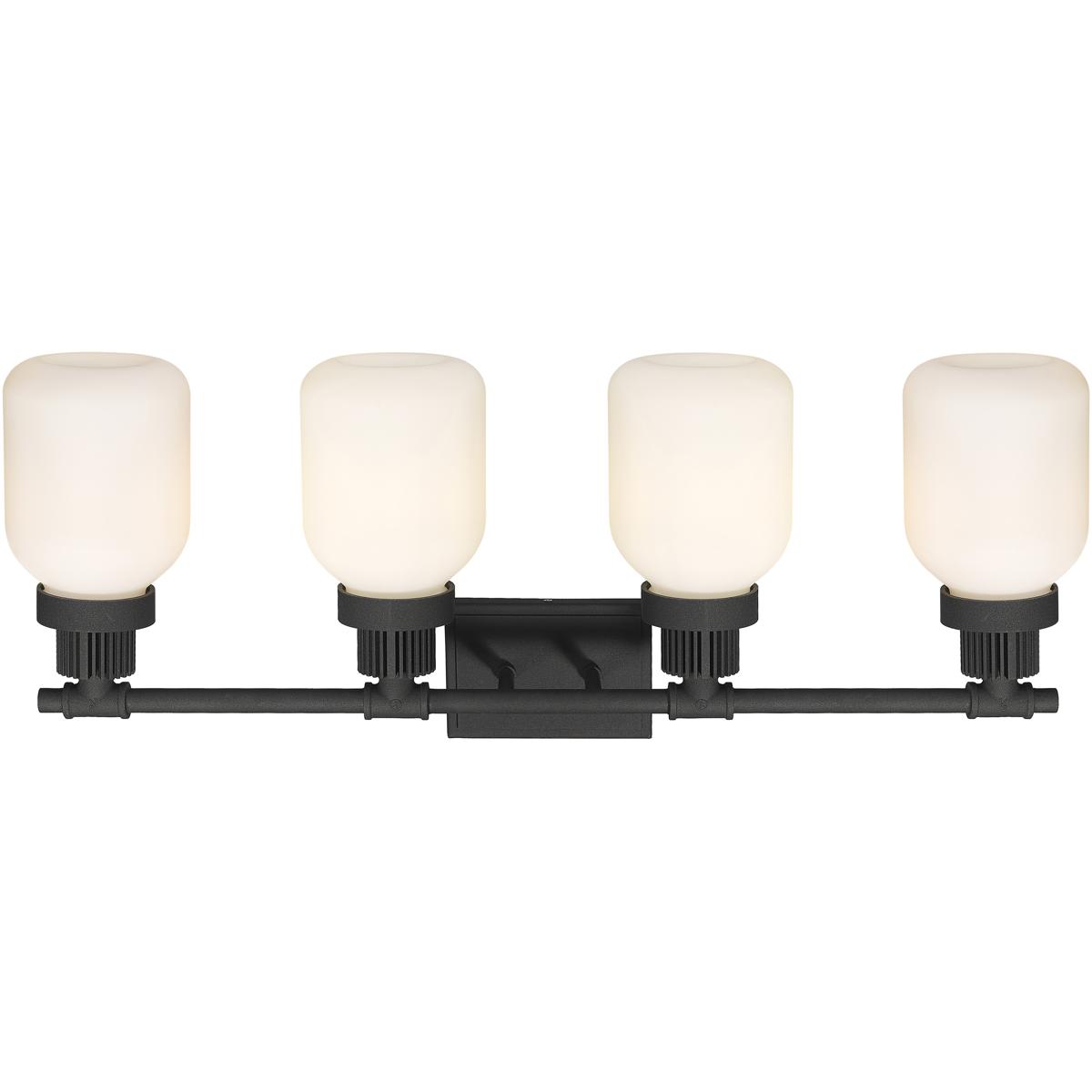 Innovations Lighting 472-4W-TBK-G472-6WH Somers 4 Light 33.25 inch Textured Black Bath Vanity Light Wall Light in Matte White Glass