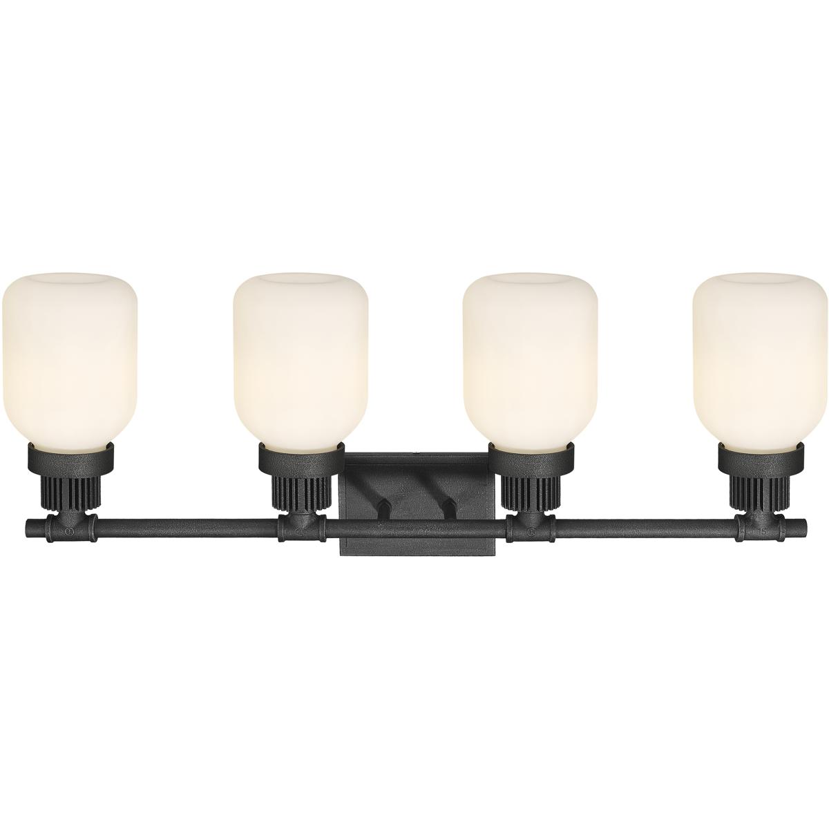 Innovations Lighting 472-4W-WZ-G472-6WH Somers 4 Light 33.25 inch Weathered Zinc Bath Vanity Light Wall Light in Matte White Glass