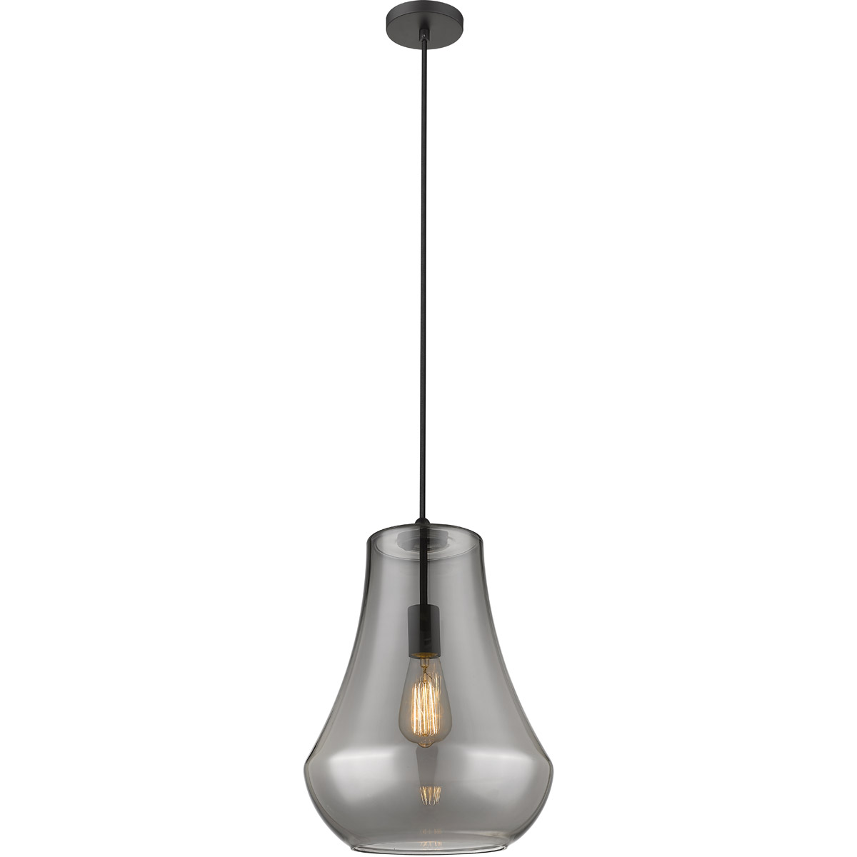 Innovations Lighting 491-1P-BK-G573-12-LED Fairfield LED 11.75 inch Matte Black Mini Pendant Ceiling Light in Plated Smoke Glass