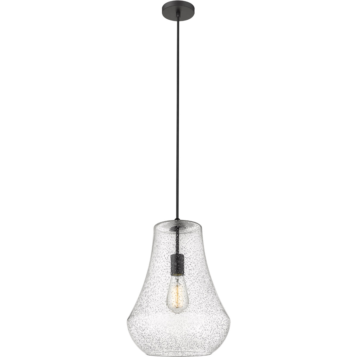 Innovations Lighting 491-1P-BK-G574-12 Fairfield 1 Light 12 inch Matte Black Mini Pendant Ceiling Light in Seedy Glass