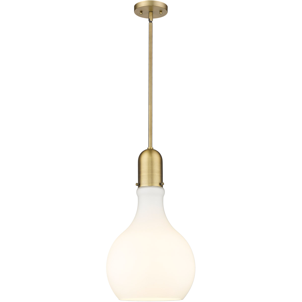 Innovations Lighting 492-1S-BB-G581-12-LED Amherst LED 11.75 inch Brushed Brass Mini Pendant Ceiling Light in Matte White Glass